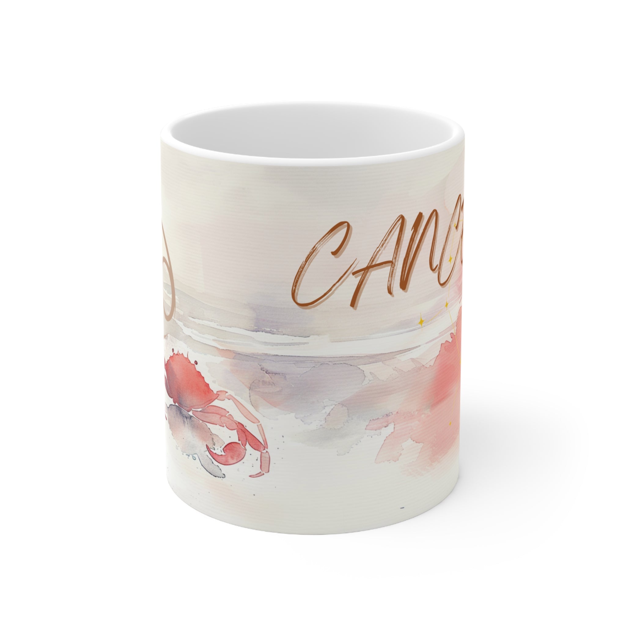 Mug CANCER couleur pastel et orange et un crabe