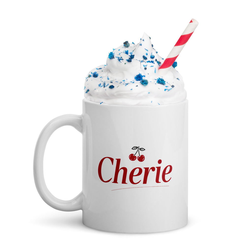 white Chérie glossy mug 11-oz