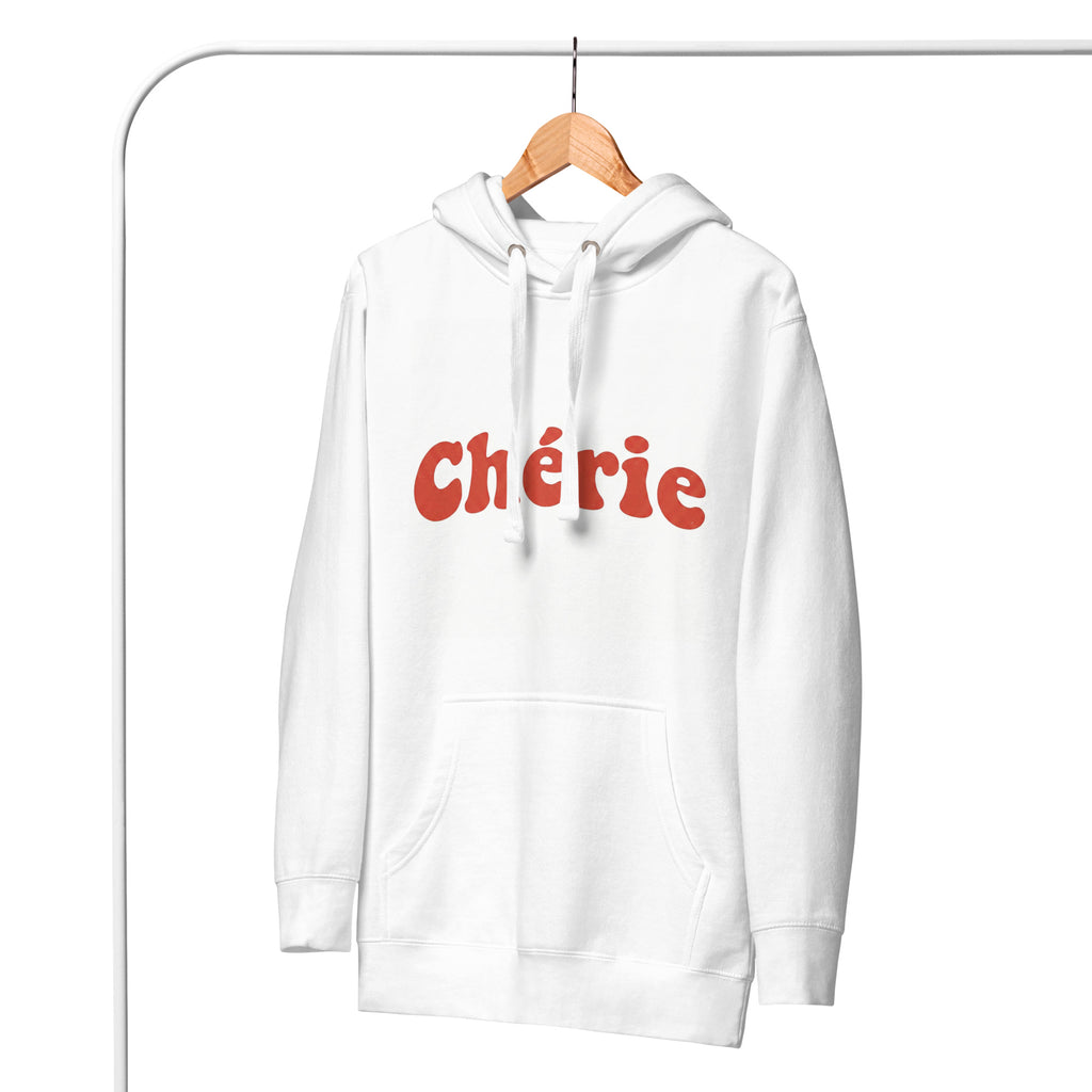 Chérie white hoodie front view