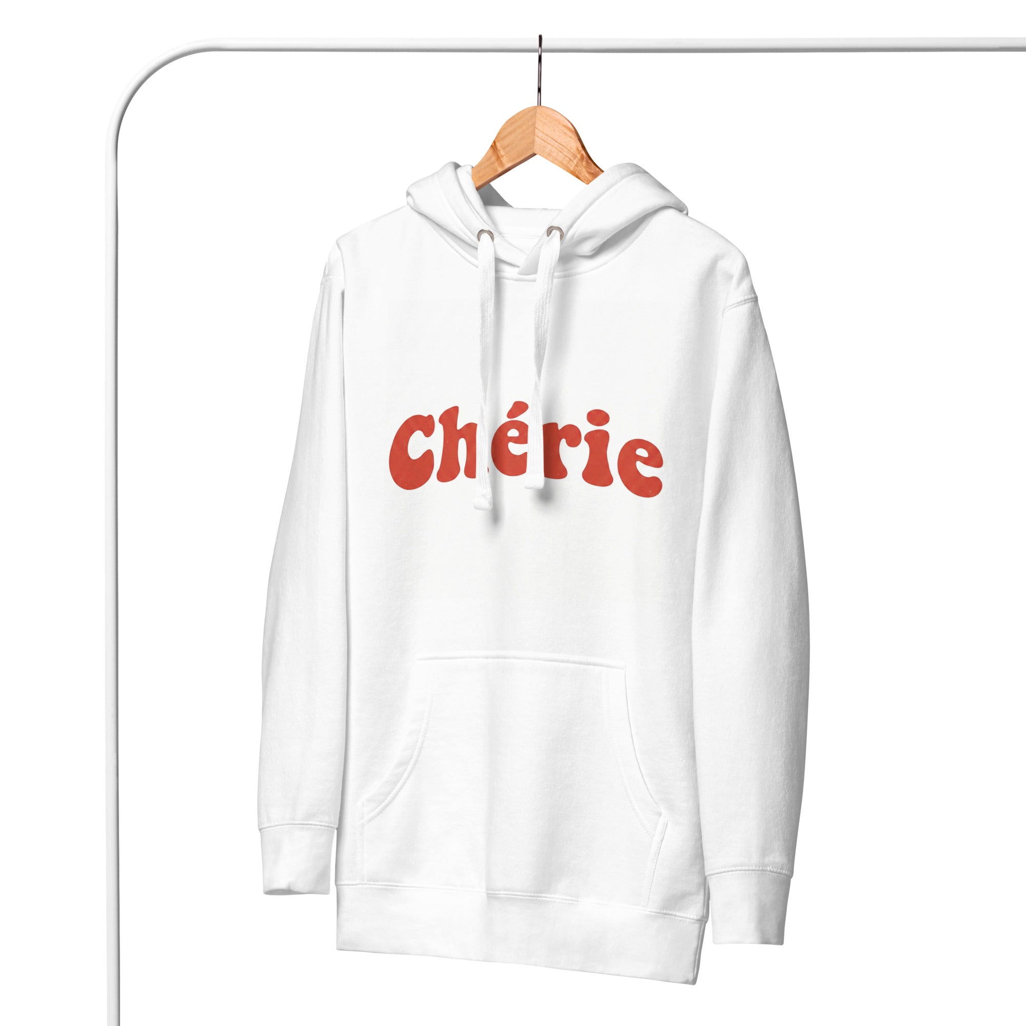 Chérie white hoodie front view
