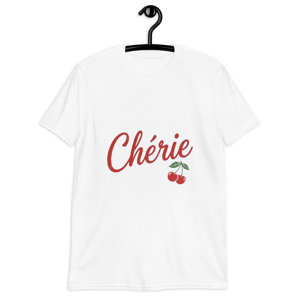 Chérie white t-shirt on a hanger