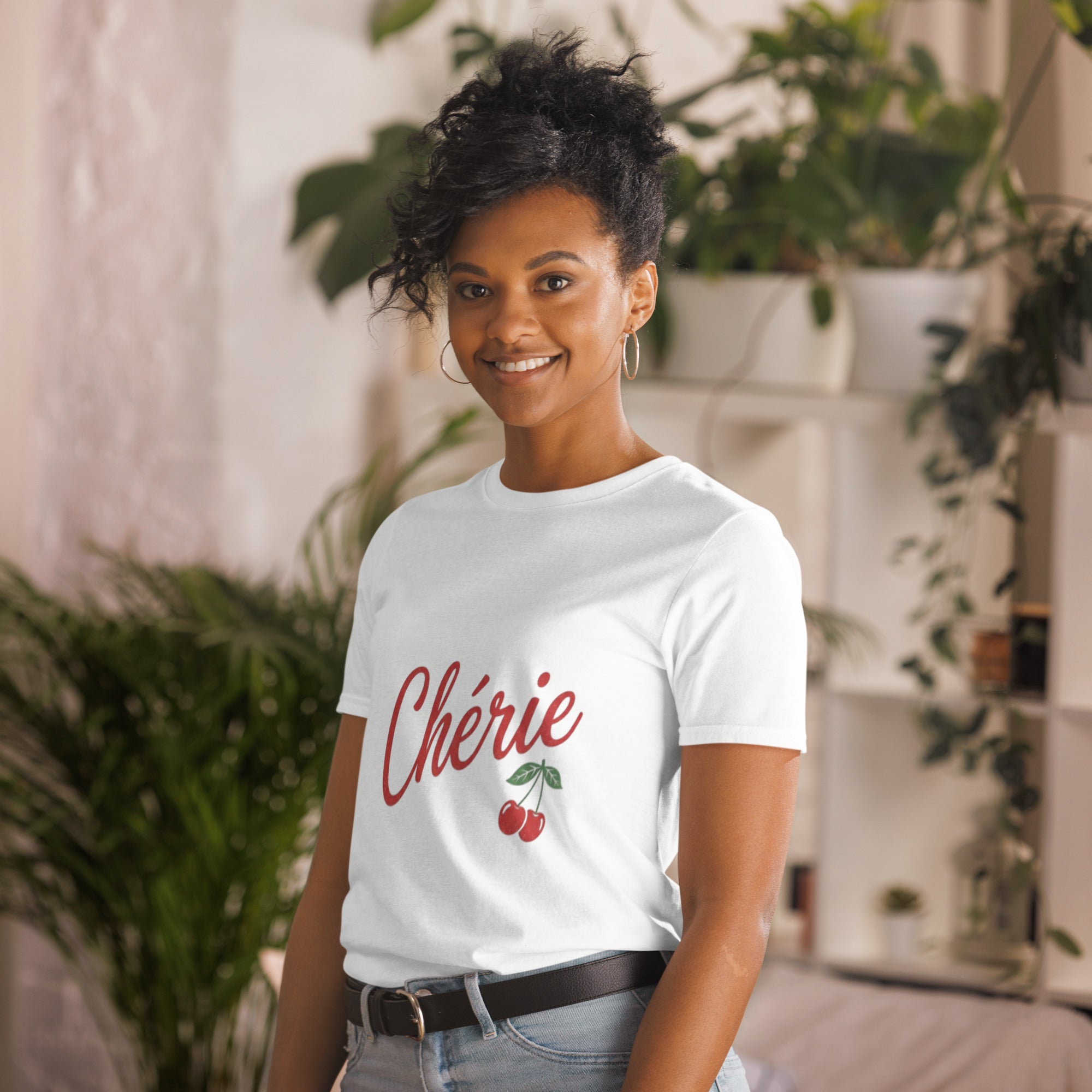 Woman modeling chérie t-shirt