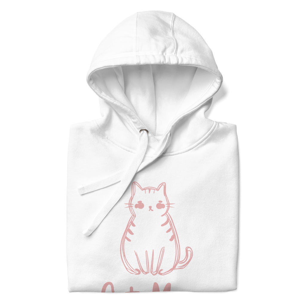 cat mom white hoodie folded