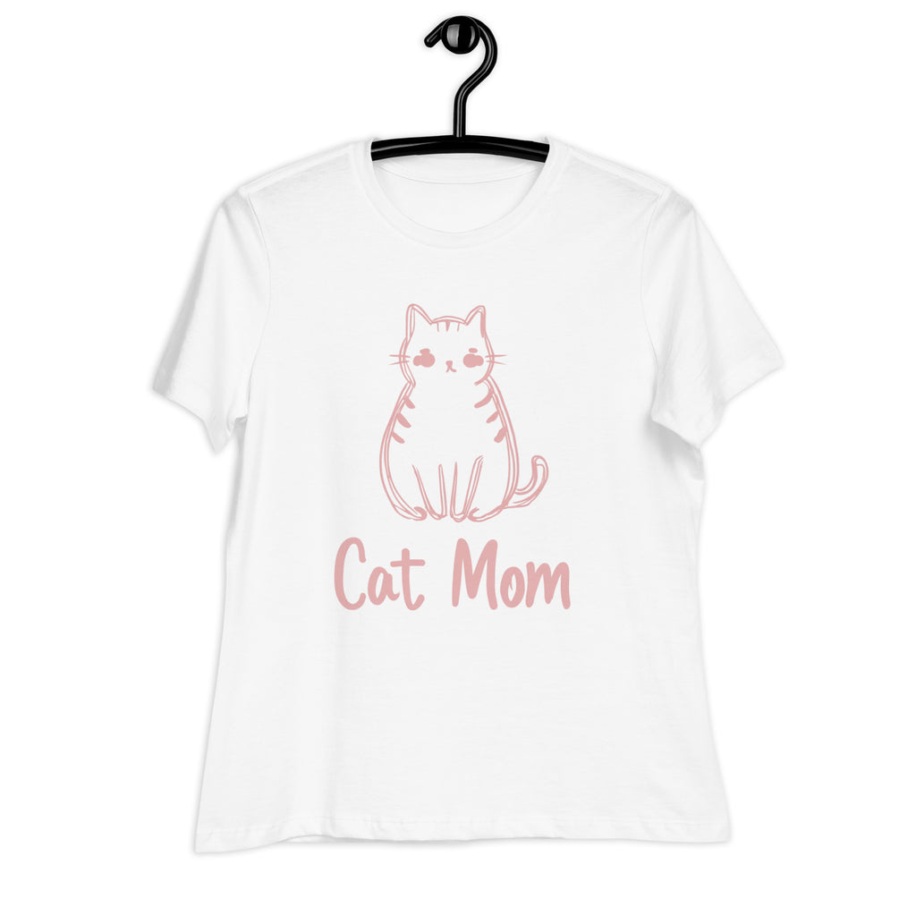 White and pink "cat mom" t-shirt