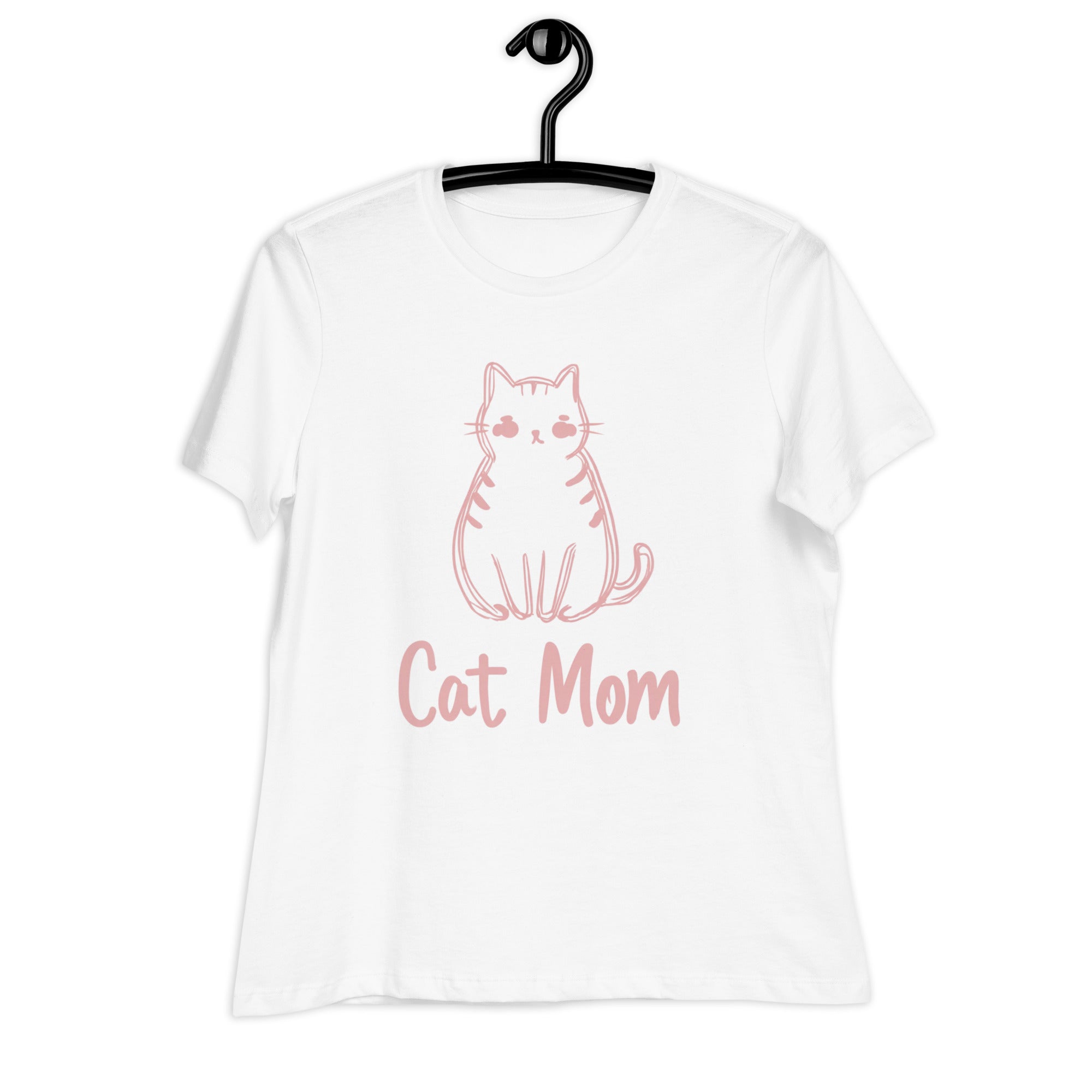 White and pink "cat mom" t-shirt
