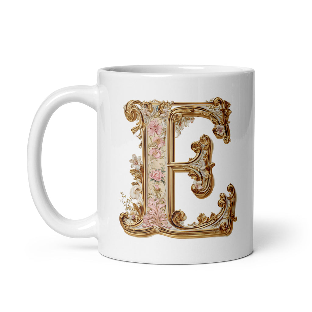 Initial white glossy 11 oz mug