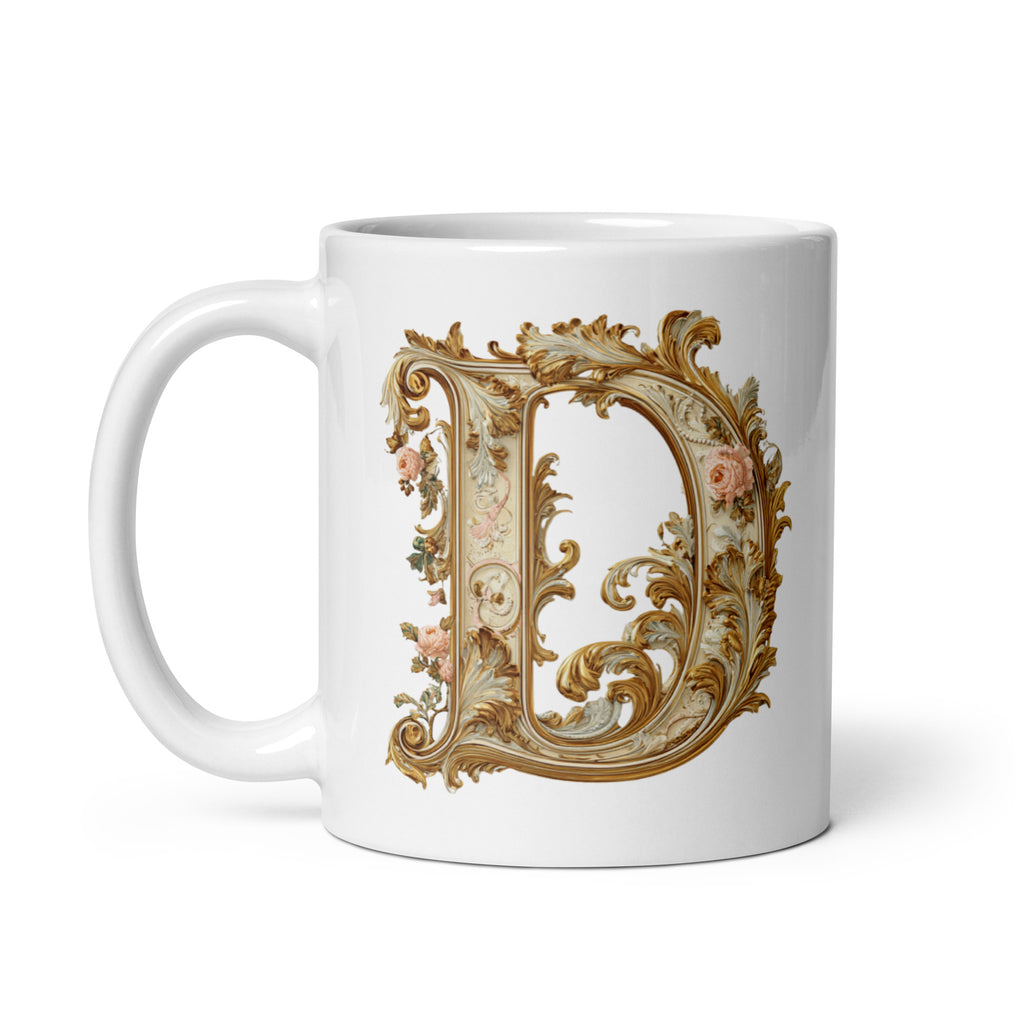 Initial white glossy 11 oz mug