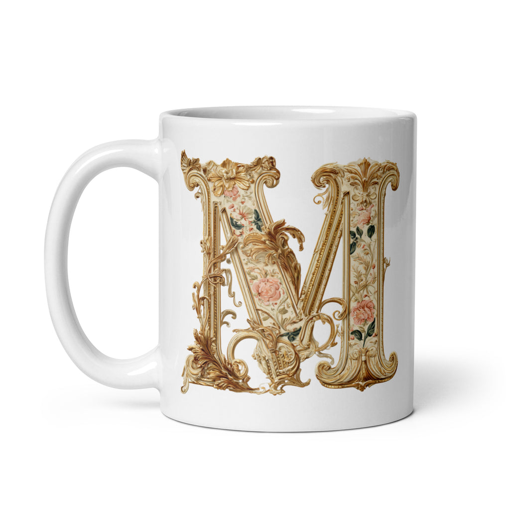 Initial white glossy 11 oz mug