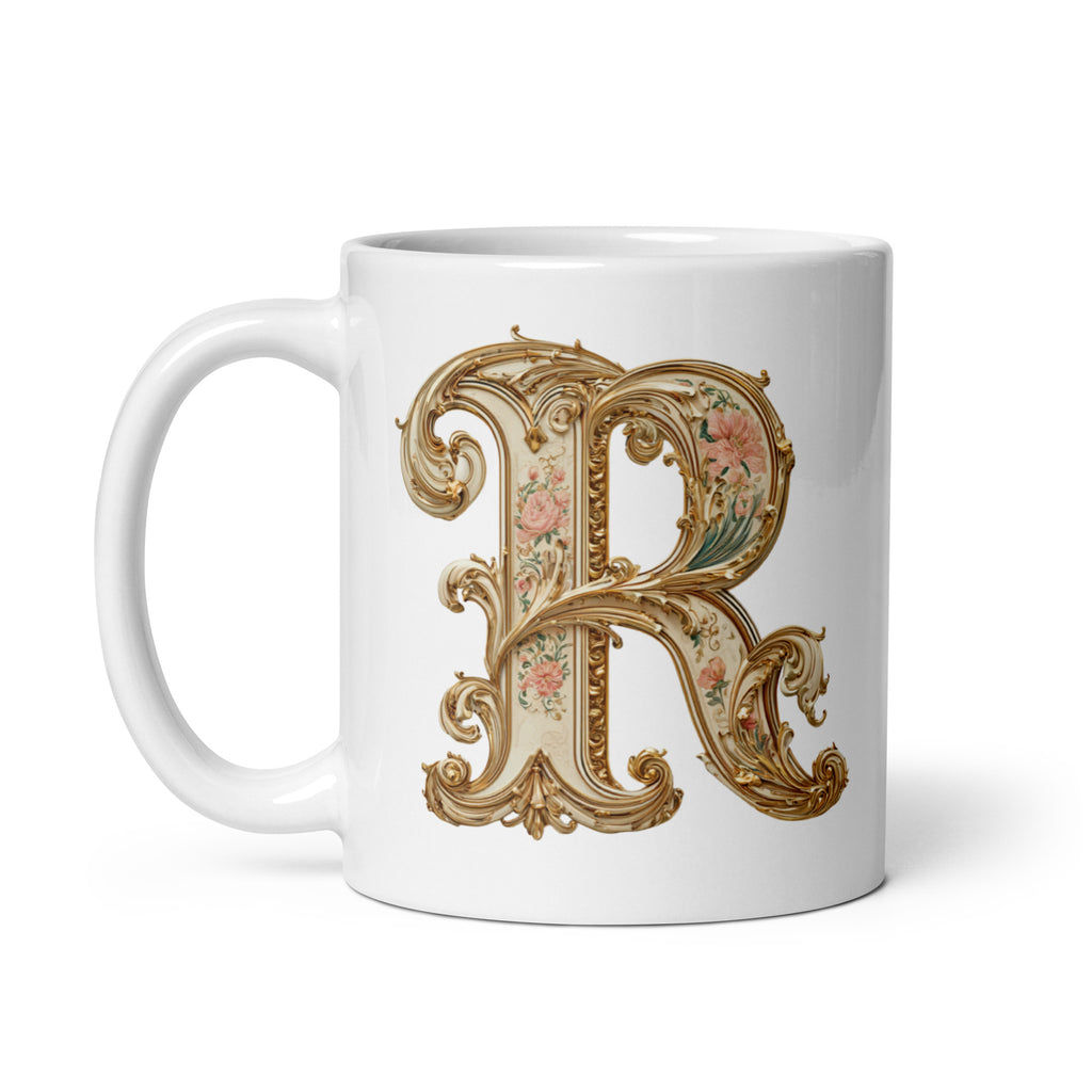 Initial white glossy 11 oz mug